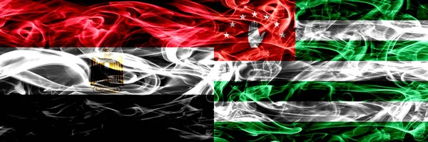 Egitto Egitto Contro Abkhazia Bandiere Fumogene Abkhazie Affiancate Bandiere Fumo — Foto Stock