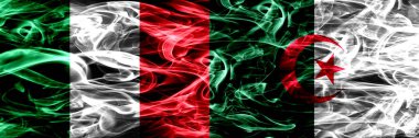 İtalya vs Cezayir, Cezayir bayrakları yan yana yerleştirilmiş duman. İpeksi duman bayrakları renkli kalın soyut
