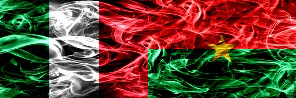 Italy Burkina Faso Smoke Flags Placed Side Side Thick Abstract — Stock Photo, Image