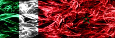 İtalya vs Fas, Fas bayrakları yan yana yerleştirilmiş duman. İpeksi duman bayrakları renkli kalın soyut