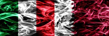 İtalya vs Katar, Katar bayrakları yan yana yerleştirilmiş duman. İpeksi duman bayrakları renkli kalın soyut