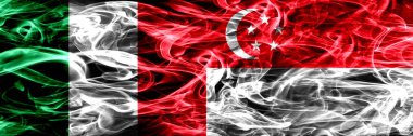 İtalya vs Singapur, Singapurlu bayrakları yan yana yerleştirilmiş duman. İpeksi duman bayrakları renkli kalın soyut