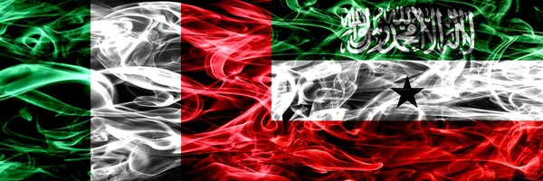 Italy Somaliland Smoke Flags Placed Side Side Thick Abstract Colored — Stock Photo, Image