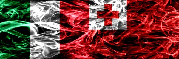 Italien Tonga Tonganska Röker Flaggor Placeras Sida Vid Sida Tjocka — Stockfoto
