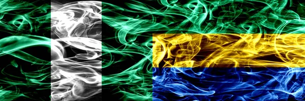 Nigeria Nigeria Gabon Gabonesische Rauchfahnen Nebeneinander Platziert Dicke Abstrakt Gefärbte — Stockfoto