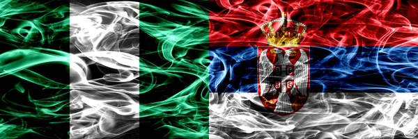 Nigeria Nigeria Serbia Banderas Serbias Colocadas Una Lado Otra Banderas — Foto de Stock