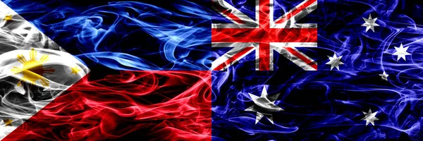 Philippines Australia Australian Smoke Flags Placed Side Side Thick Abstract — Stock Photo, Image