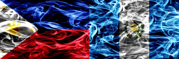 Philippines Guatemala Guatemalan Smoke Flags Placed Side Side Thick Abstract — Stock Photo, Image