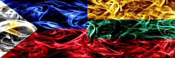 Filipiny Litwa Litewski Pali Flagi Umieszczone Obok Siebie Abstrakcja Grube — Zdjęcie stockowe