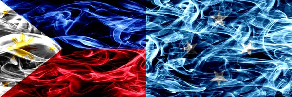 Philippines Micronesia Micronesian Smoke Flags Placed Side Side Thick Abstract — Stock Photo, Image