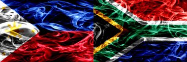 Filipinler vs Güney Afrika, Afrika bayrakları yan yana yerleştirilmiş duman. İpeksi duman bayrakları renkli kalın soyut