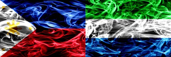 Fülöp Szigetek Sierra Leone Füst Zászlók Egymás Mellé Vastag Absztrakt — Stock Fotó
