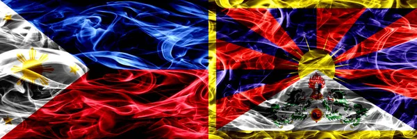Philippines Tibet Tibetan Smoke Flags Placed Side Side Thick Abstract — Stock Photo, Image