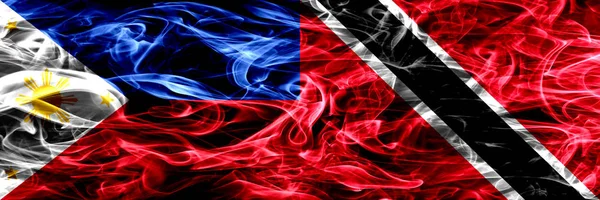 Philippines Trinidad Tobago Smoke Flags Placed Side Side Thick Abstract — Stock Photo, Image