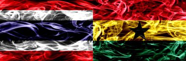 Tayland vs Gana, Ganalı bayrakları yan yana yerleştirilmiş duman. İpeksi duman bayrakları renkli kalın soyut