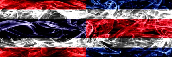 Thailand Costa Rica Smoke Flags Placed Side Side Thick Abstract — Stock Photo, Image