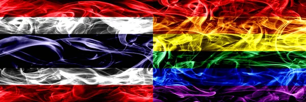 Thailand Gay Pride Smoke Flags Placed Side Side Thick Abstract — Stock Photo, Image