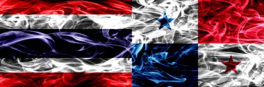 Tayland vs Panama duman bayrakları yan yana yerleştirilmiş. İpeksi duman bayrakları renkli kalın soyut