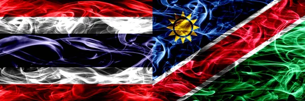 Thailand Namibia Namibian Smoke Flags Placed Side Side Thick Abstract — Stock Photo, Image