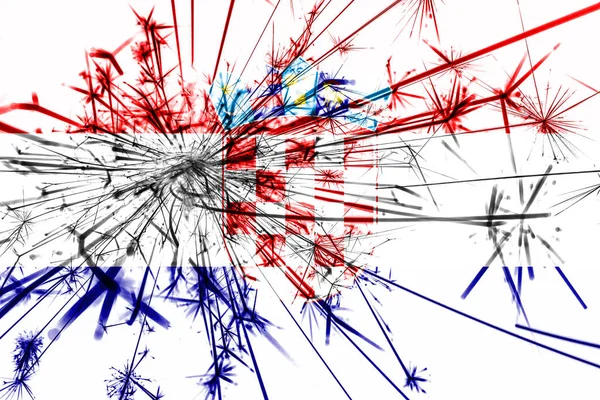 Chorvatsko Ohňostroje Šumivé Vlajky Nový Rok 2019 Vánoční Večírek Koncept — Stock fotografie