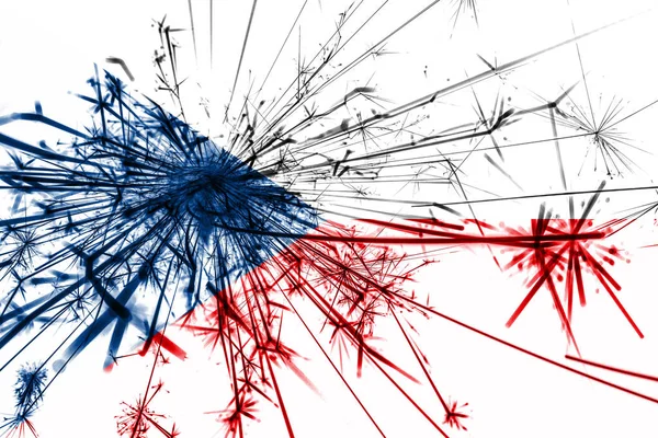 Cseh Köztársaság Tűzijáték Pezsgő Zászló 2019 Szilveszter Karácsony Fél Fogalma — Stock Fotó
