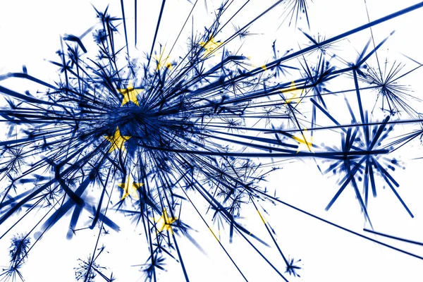 European Union Fireworks Sparkling Flag New Year 2019 Christmas Party — Stock Photo, Image