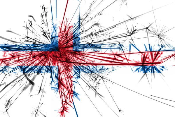 Faerské Ostrovy Ohňostroje Šumivé Vlajky Nový Rok 2019 Vánoční Večírek — Stock fotografie