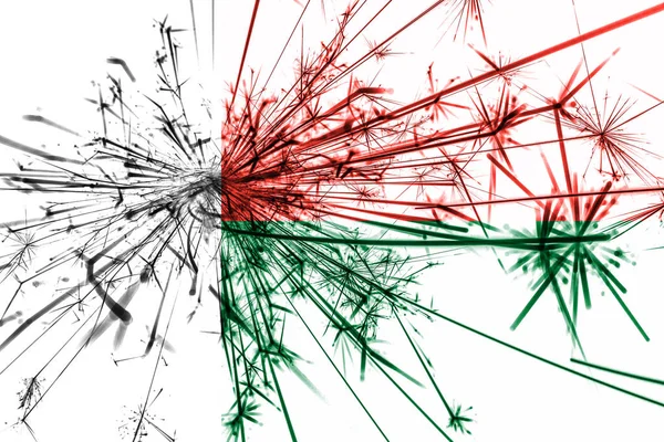 Madagaskar Vuurwerk Mousserend Vlag Nieuwjaar 2019 Kerstmis Partij Concept — Stockfoto
