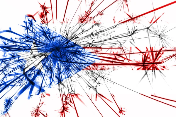 Puerto Rico Ohňostroje Šumivé Vlajky Nový Rok 2019 Vánoční Večírek — Stock fotografie