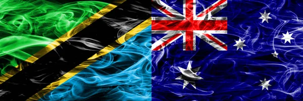 Tanzanie Austrálie Australský Kouřit Příznaky Které Jsou Umístěny Vedle Sebe — Stock fotografie