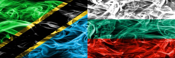 Tanzania Bulgaria Bulgarian Smoke Flags Placed Side Side Thick Colored — Stock Photo, Image