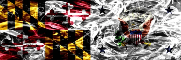 Мэриленд Вице Президент Сша Разноцветные Флаги Дыма Расставлены Бок Бок — стоковое фото
