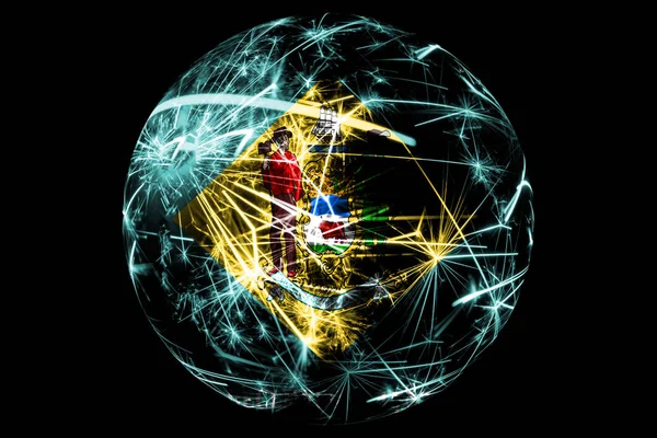 Resumen Delaware Sparkling Flag Concepto Vacaciones Bola Navidad Americano Aislado — Foto de Stock