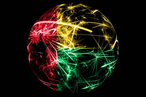 Abstrato Guiné Bissau Espumante Bandeira Natal Bola Férias Conceito Isolado — Fotografia de Stock