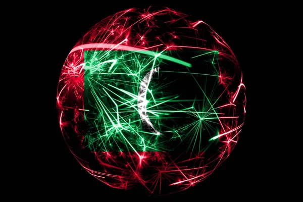 Abstract Maldives Sparkling Flag Christmas Ball Holiday Concept Isolated Black — Stock Photo, Image