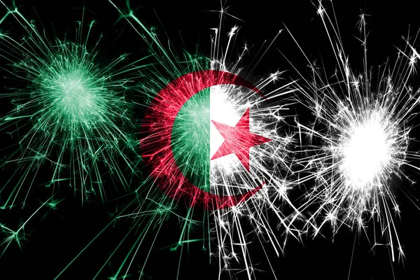 Algeria fireworks sparkling flag. New Year, Christmas and National day concept