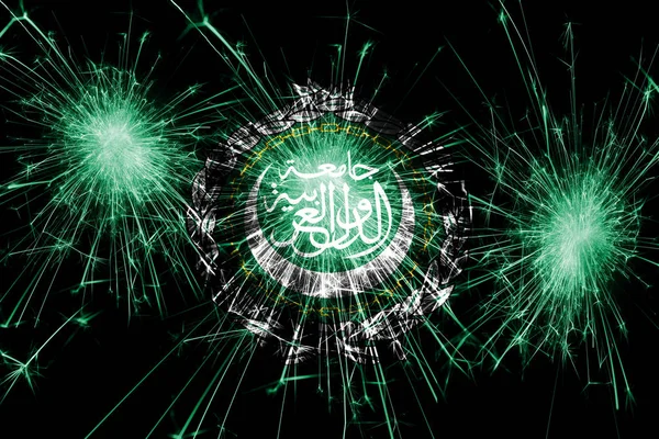Arabische Liga Feuerwerk Funkelt Flagge Neujahr Weihnachten Und Nationalfeiertag — Stockfoto