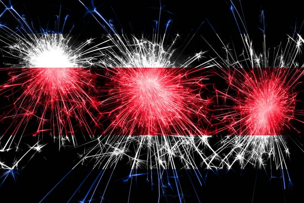 Costa Rica fireworks sparkling flag. New Year, Christmas and National day concept