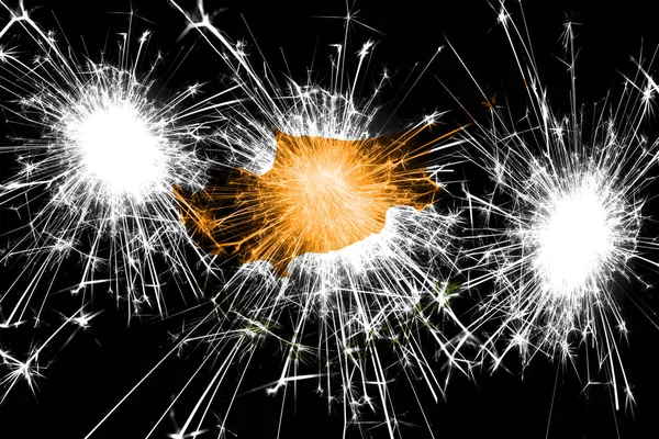 Aplikace Fireworks Kypr Šumivé Vlajky Nový Rok Vánoce Národní Den — Stock fotografie