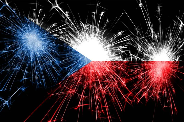 Czech Republic fireworks sparkling flag. New Year, Christmas and National day concept