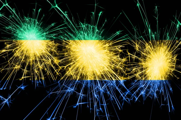 Gabon fireworks sparkling flag. New Year, Christmas and National day concept