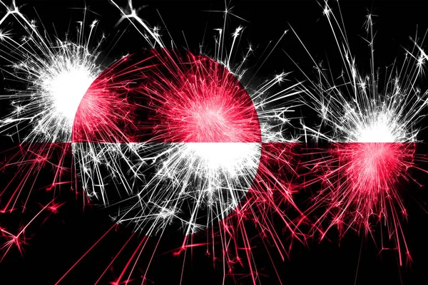 Greenland fireworks sparkling flag. New Year, Christmas and National day concept