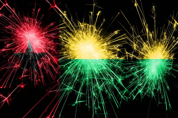 Bissau Guinea Tűzijáték Pezsgő Zászló Karácsony Nemzeti Nap Koncepció — Stock Fotó