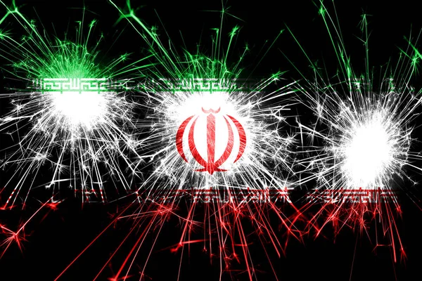 Iranisches Feuerwerk Funkelt Flagge Neujahr Weihnachten Und Nationalfeiertag — Stockfoto