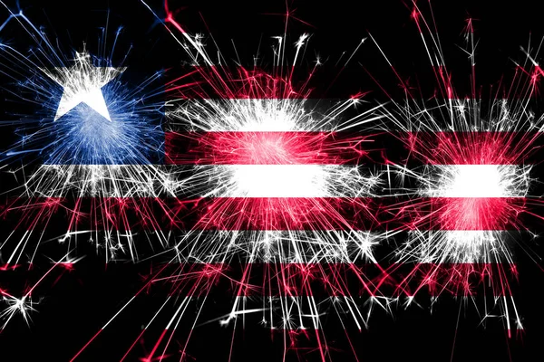 Liberia fireworks sparkling flag. New Year, Christmas and National day concept