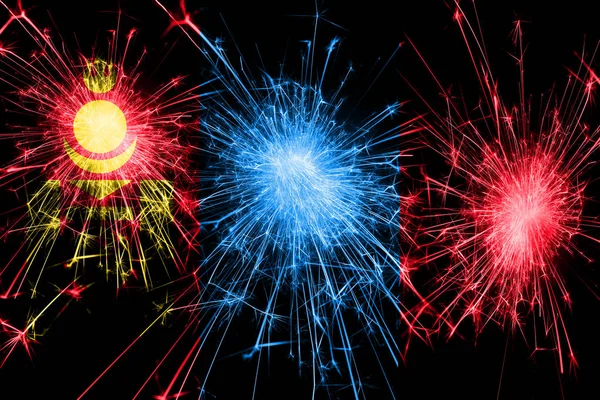 Mongolië Vuurwerk Mousserend Vlag Nieuwjaar Kerstmis Nationale Dag Concept — Stockfoto