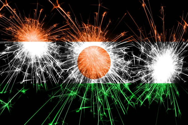 Niger Feuerwerk Funkelnden Flagge Neujahr Weihnachten Und Nationalfeiertag — Stockfoto
