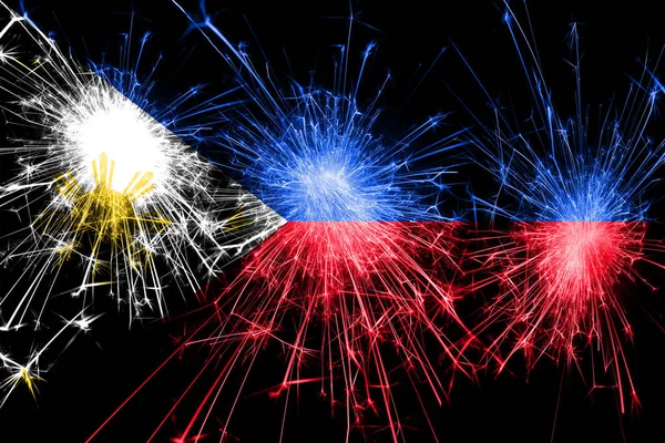 Philipines fireworks sparkling flag. New Year, Christmas and National day concept