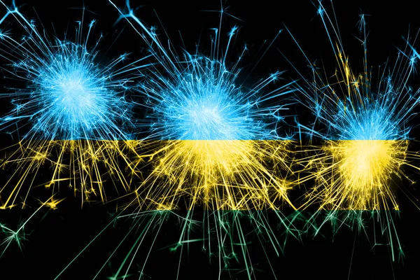Ruanda Feuerwerk Funkelt Flagge Neujahr Weihnachten Und Nationalfeiertag — Stockfoto