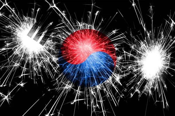 South Korea fireworks sparkling flag. New Year, Christmas and National day concept